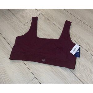 Gap Body Cotton Rib Bralette Bra Unpadded Wire Free Womens L Large Maroon New